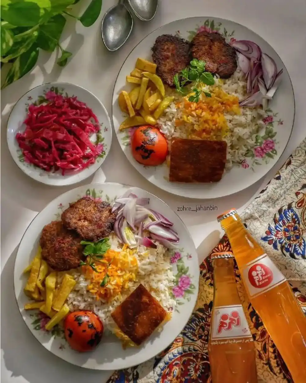 تزیین میز شام دو نفره