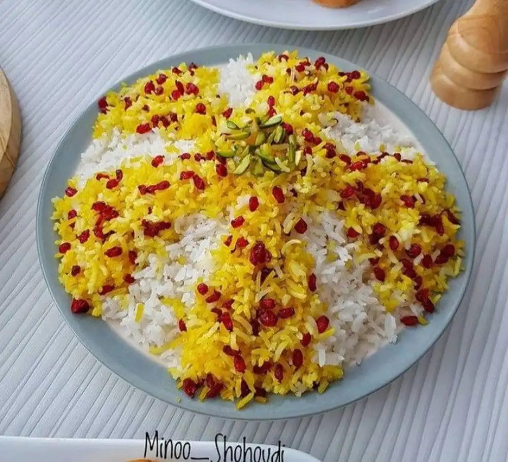 تزیین برنج زعفرانی
