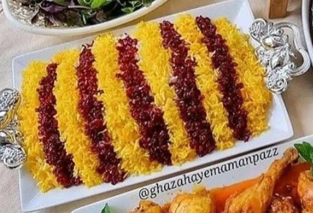 تزیین برنج زعفرانی