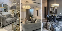 چیدمان پذیرایی طوسی ترکیب شیک و مدرن برای خانههای امروزی