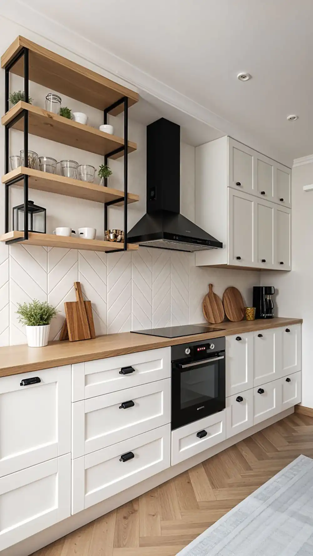کابینت سفید و چوب