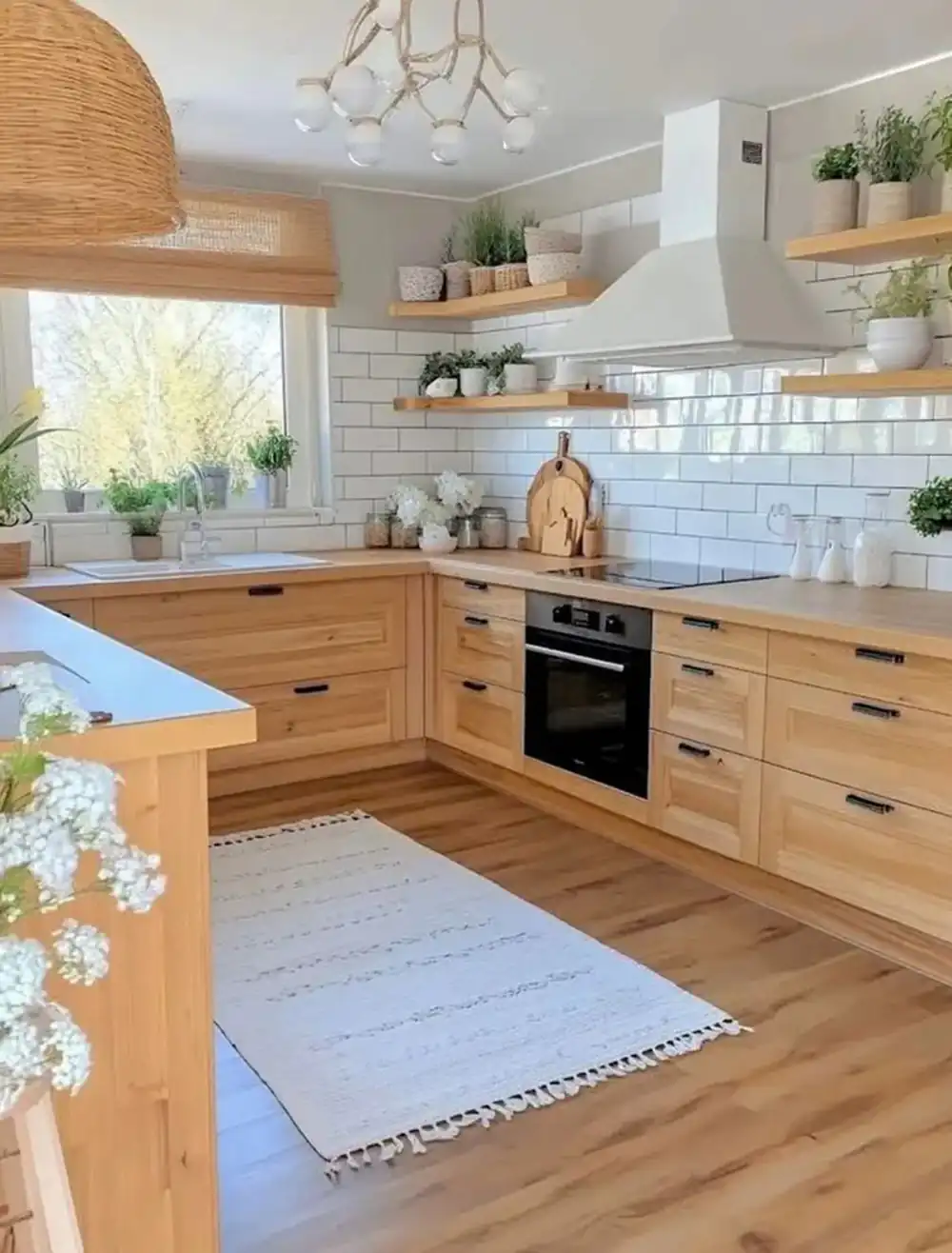کابینت سفید و چوب